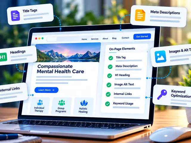 On-page SEO work on a website: title tags, headings, meta descriptions, internal links and alt text